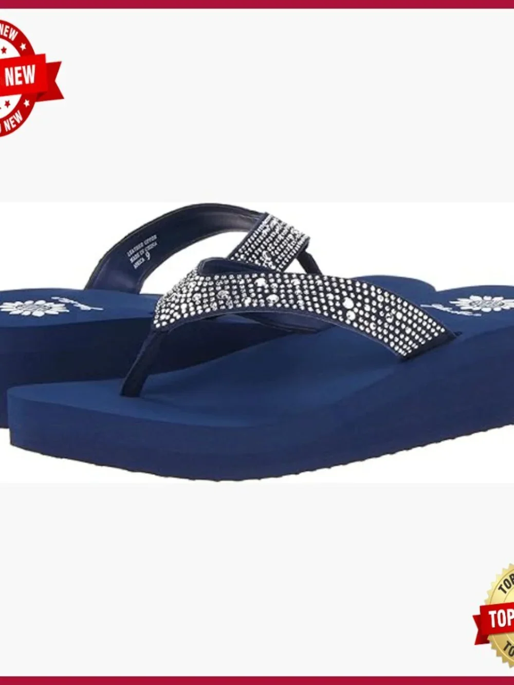 Women's Embellished Wedge Flip Flop Sandals Comfortable Casual